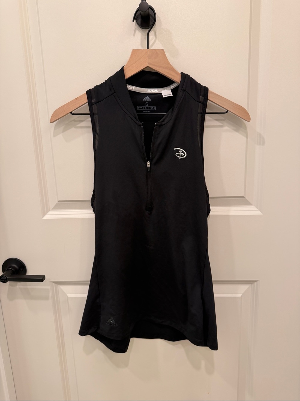 adidas Disney Black Sleeveless Zip-Front Athletic Tank